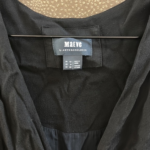 🔥🔥🔥Anthropologie Maeve Martina Belted Black Dress - Picture 4 of 11